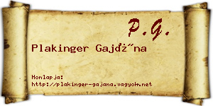Plakinger Gajána névjegykártya